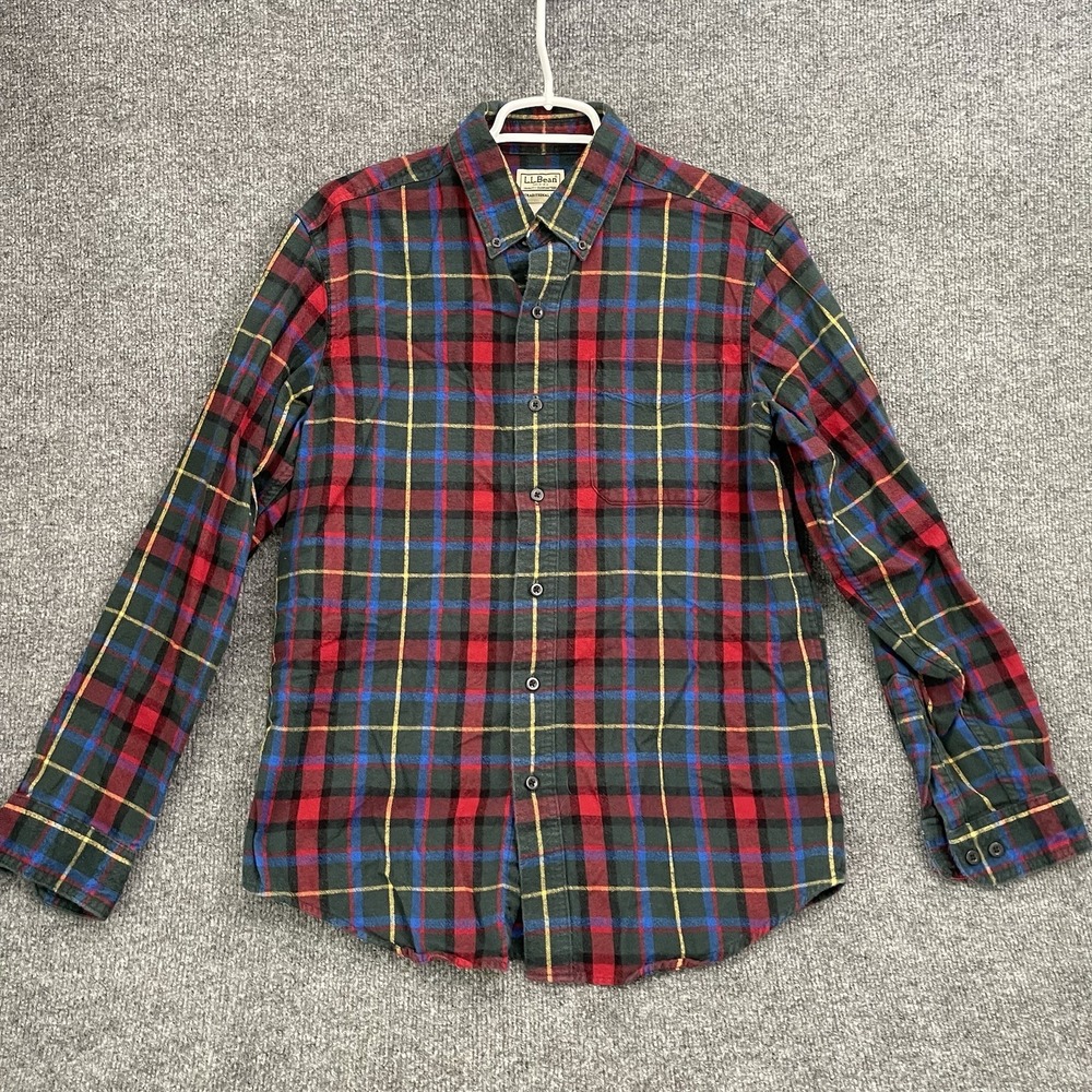 LL Bean Flannel Shirt Mens Sz S Regular Plaid Traditional Fit Button Up
